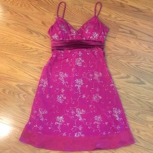 Vintage 90’s Floral Dress Sparkles Fairy Prom Pink Sprakle Slip Dress Mermaid